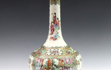 Chinese Rose Medallion Bottle Vase
