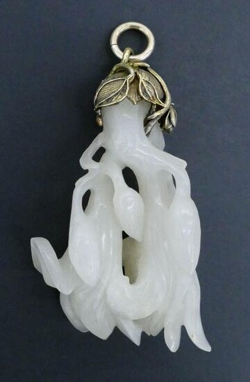 Chinese White Jade Flower Pendant