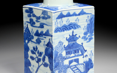 Chinese blue & white porcelain tea canister