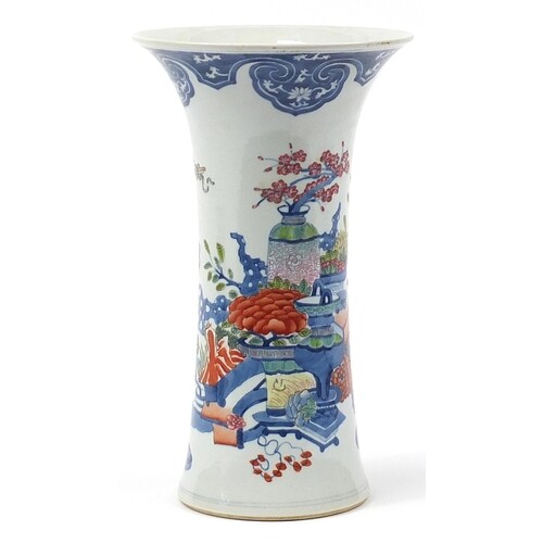Chinese doucai porcelain beaker vase hand painted with preci...