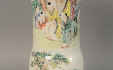 Chinese porcelain Famille verte trumpet vase, sleeve
