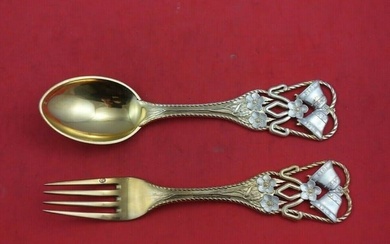 Christmas by A. Michelsen Sterling Silver Fork and Spoon Set 2pc 1912 Bells