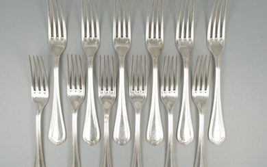Christofle Dinervorken model : Spatours - Cutlery set (12) - Silverplate