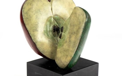Clara Duque L/E Bronze Red & Green Apple Sculpture