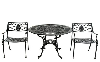 Classical Style Metal Patio Table & a Pair of Chairs