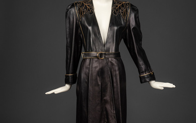 Claude Montana Embroidered Leather Coat, Fall/Winter 1984