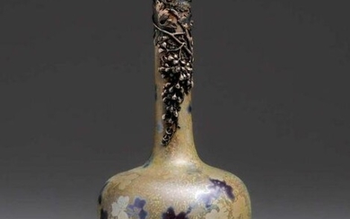 Clement Massier Silver Overlay Vase c1890s