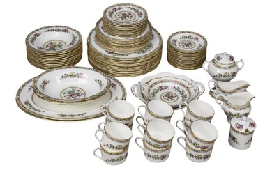 Coalport Porcelain Service, "Ming Rose", incl; 12 Dinner Plates, 11 Salad Plates, 11 Dessert Plates
