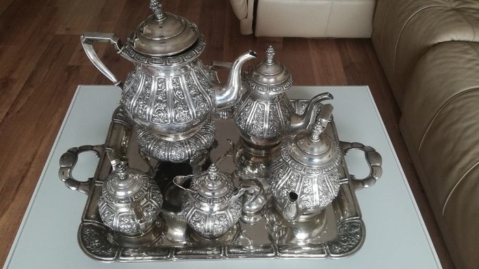 Coffee and tea service (6) - .915 silver - Spain - Second half 20th century