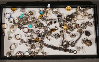 Collection of Mostly Sterling Silver Earrings, Pendants and Other Jewelry