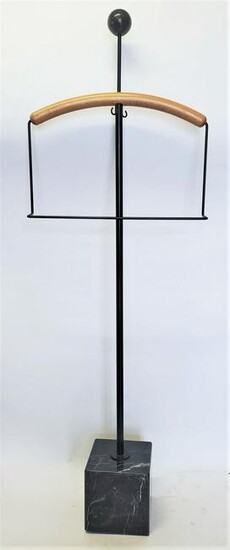 Contemporary Marble, Metal and Wood Coat/Hat Rack