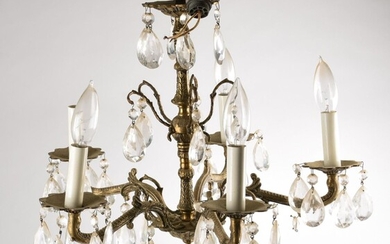 Continental Brass and Crystal Chandelier.