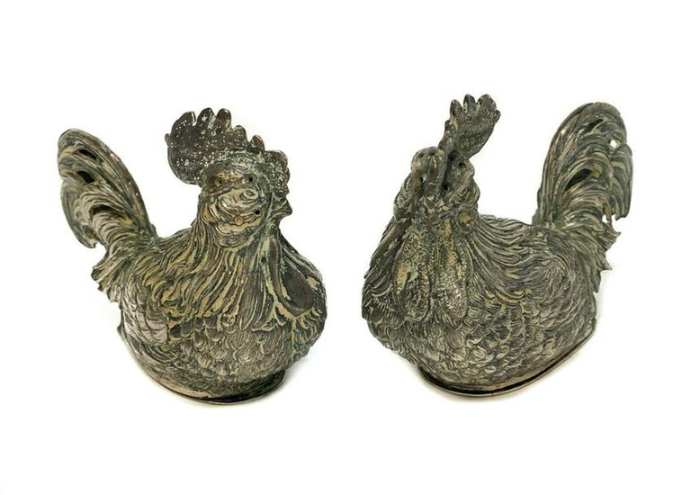 Continental Silver Novelty Rooster Salt Pepper Shakers