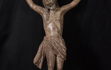 Cristo Poblano in wood with remains of polychrome, Mexican colonial...