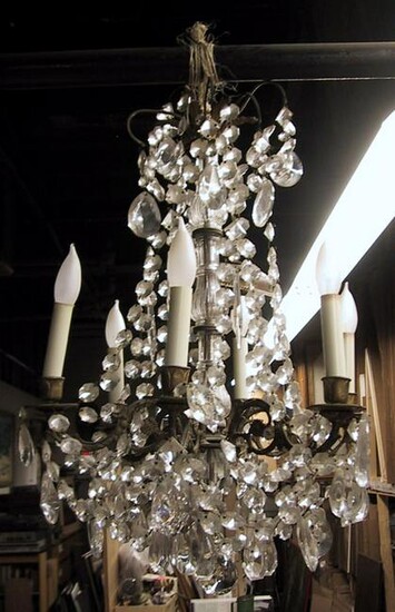 Crystal Beaded Chandelier, Brass Chandelier with
