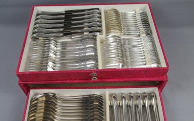 Cutlery set - Art Nouveau silver-plated cutlery - hallmarked 'Silver 100' - 12 people / 84 pieces