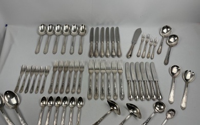 Cutlery set - Art Nouveau silver-plated dining cutlery - manufacturer: 'Kierdorf E. & R. KG.' - hallmarked 'Silver