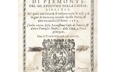 DALLA CHIESA, Ludovico (1568-1621) - Dell'Historia del Piemonte. Turin: Agostino Disserolio, 1608. An important history of Piedmont and its surroundings...