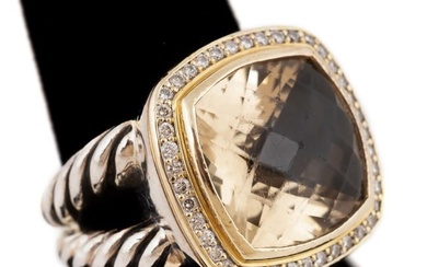 DAVID YURMAN 'ALBION' CITRINE & DIAMOND ROPE RING