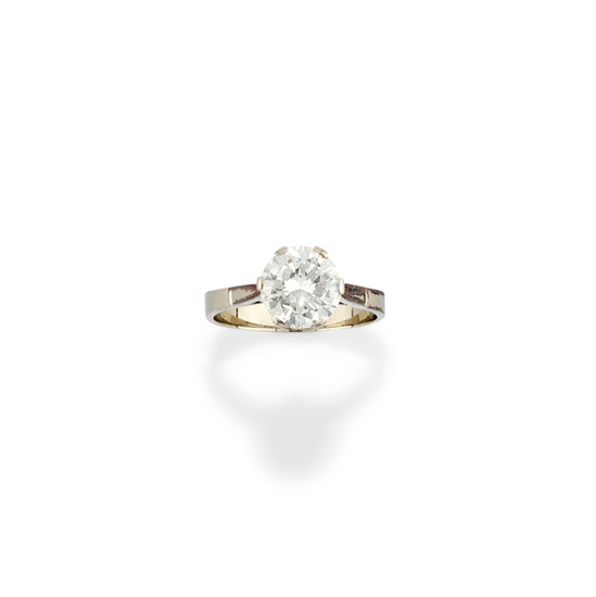 DIAMOND RING in 18K white gold with circular-cut diamond...