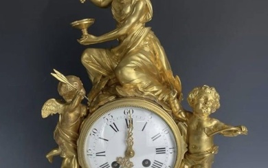 DORE BRONZE AND MARBLE FIGURAL CLOCK