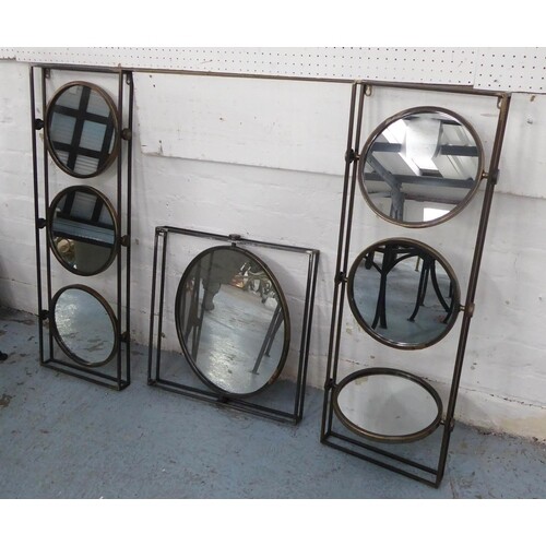 DRESSING MIRRORS, a set of three, two of triple design and a...