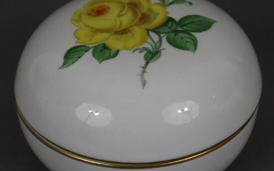 Deckeldose Meissen - Porzellan, Dekor "Gelbe Rose"