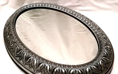 Detail Tray with Finely Crafted Mirror - .800 silver, Wood and Crystal - Italy - Late XIXth Century / Early 20th Century