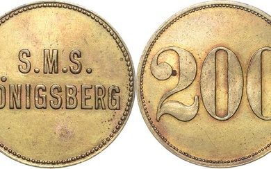 Deutsch-Ostafrika Messingmarke o.J. Wertmarke zu 200 Pfennig. S.M.S. Königsberg. 2...