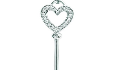 Diamond Heart Key Pendant Necklace in Sterling Silver 0.10ctw