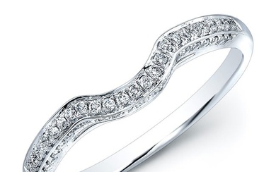 Diamond Pave Notched Band In 14k White Gold