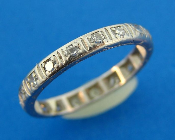 Diamond Platinum ETERNITY BAND Ring Size 4.5 Sizable
