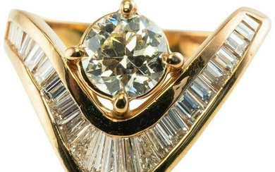 Diamond Ring V-shaped 2.38cttw Old European cut 18K