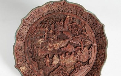 Dish. China, Qing Dynasty, 19th century. Bronze and earth-colored Chinese lacquer. Filleted in