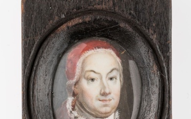 ECOLE ITALIENNE du XVIIIème siècle. Portrait du pape Benoit XIV (Prospero Lorenzeo Lambertini) (?). Miniature...