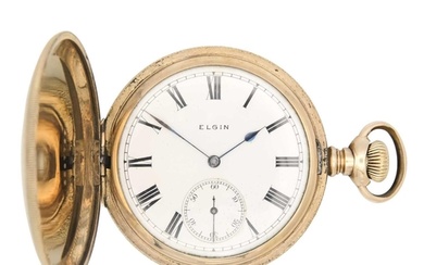 ELGIN - A rose gold plated full hunter crown wind pocket wat...