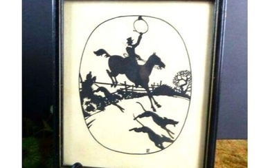 Early 1900's Signed Fox Hunt Silhouette