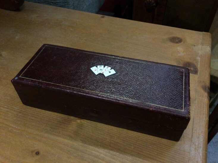Early 20th century card box, with enamelled cover