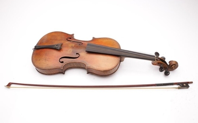 Early Violin In Case With Bow