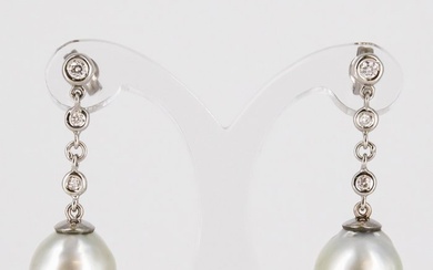 Earrings - White gold Diamond - Pearl