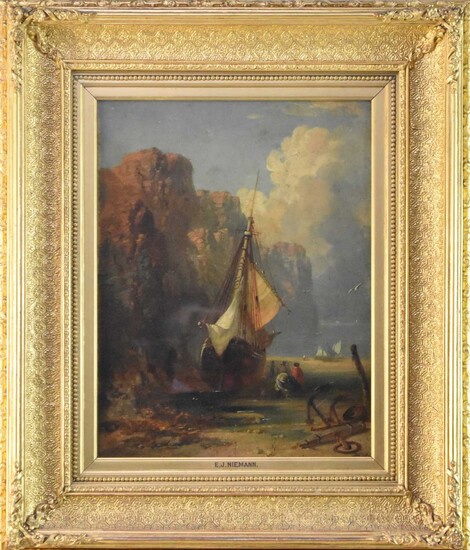 Edmund John Niemann (British 1813-1876), Coastal Scene