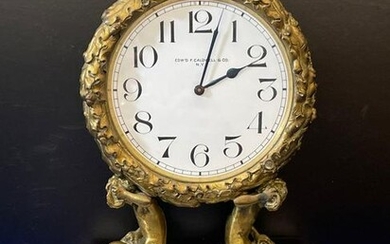 Edward Caldwell Bronze and Marble Mantel Clock