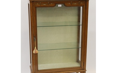 Edwardian satinwood and floral painted display cabinet, the ...