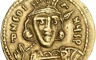 Empire Byzantin – Solidus au nom de Constantin IV A : L’empereur de face R...