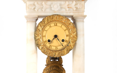 Empire style porch clock in gilt bronze and marble. XIX...
