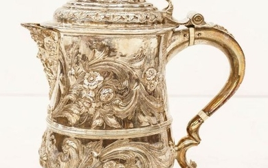 English George II Silver Repousse Tankard by Fuller