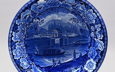 'Entrance of the Erie Canal,' Staffordshire Bowl