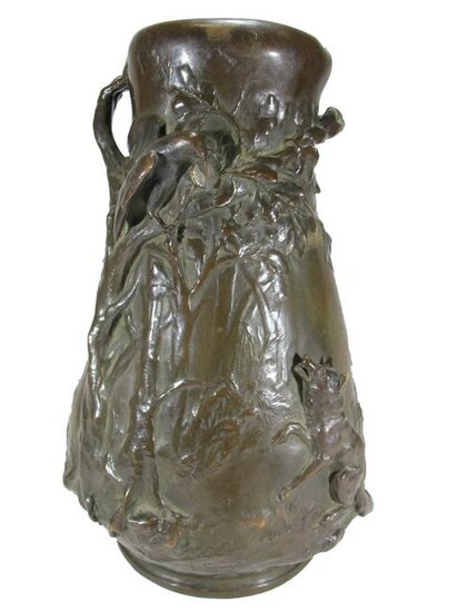 Ernest SANGLAN (XIX-XX) bronze vase