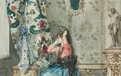Ettore Simonetti (1857-1909) - Belle Dame devant son miroir