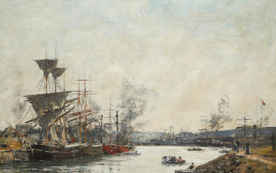 Eugène Boudin (French, 1824-1898) Dieppe. Voiliers dans le port